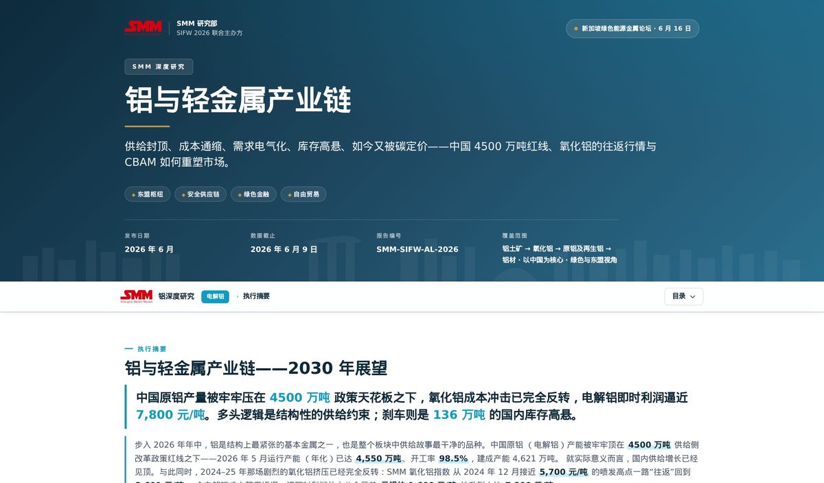 SMM 深度报告封面：铝与轻金属产业链