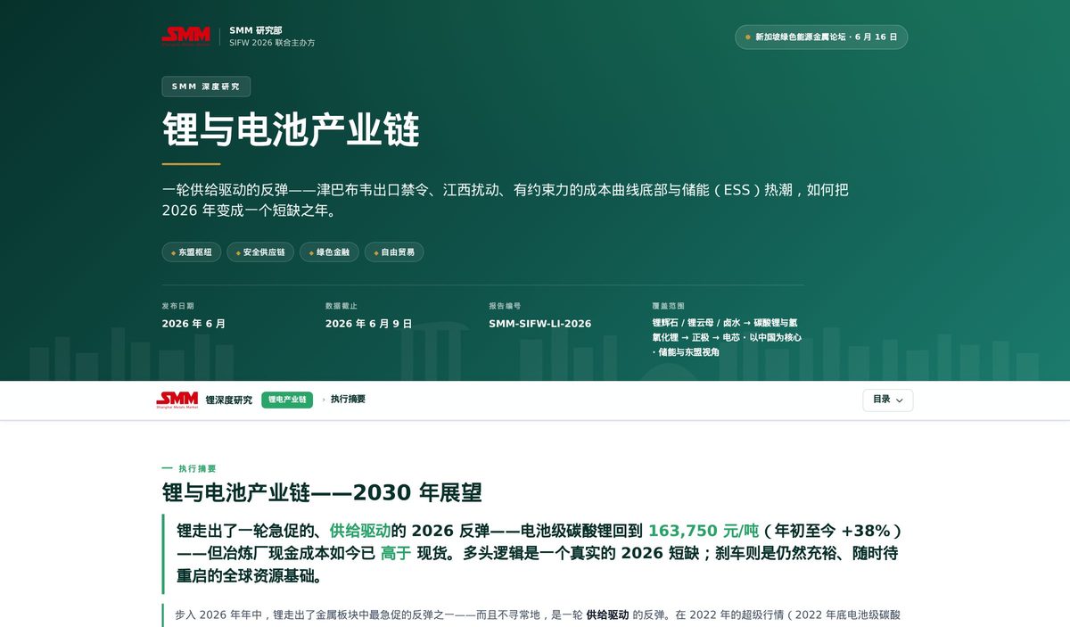 SMM 深度报告封面：锂与电池产业链