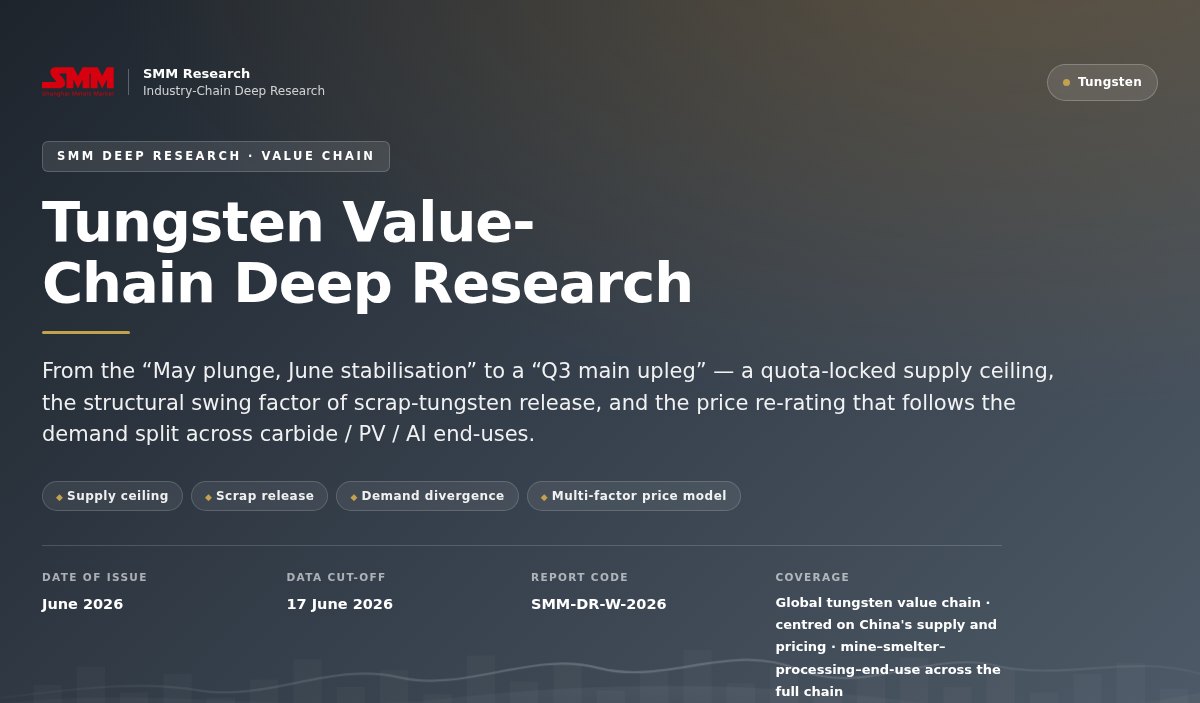 Cover of the SMM deep report: Tungsten and the Hard-Metal Value Chain
